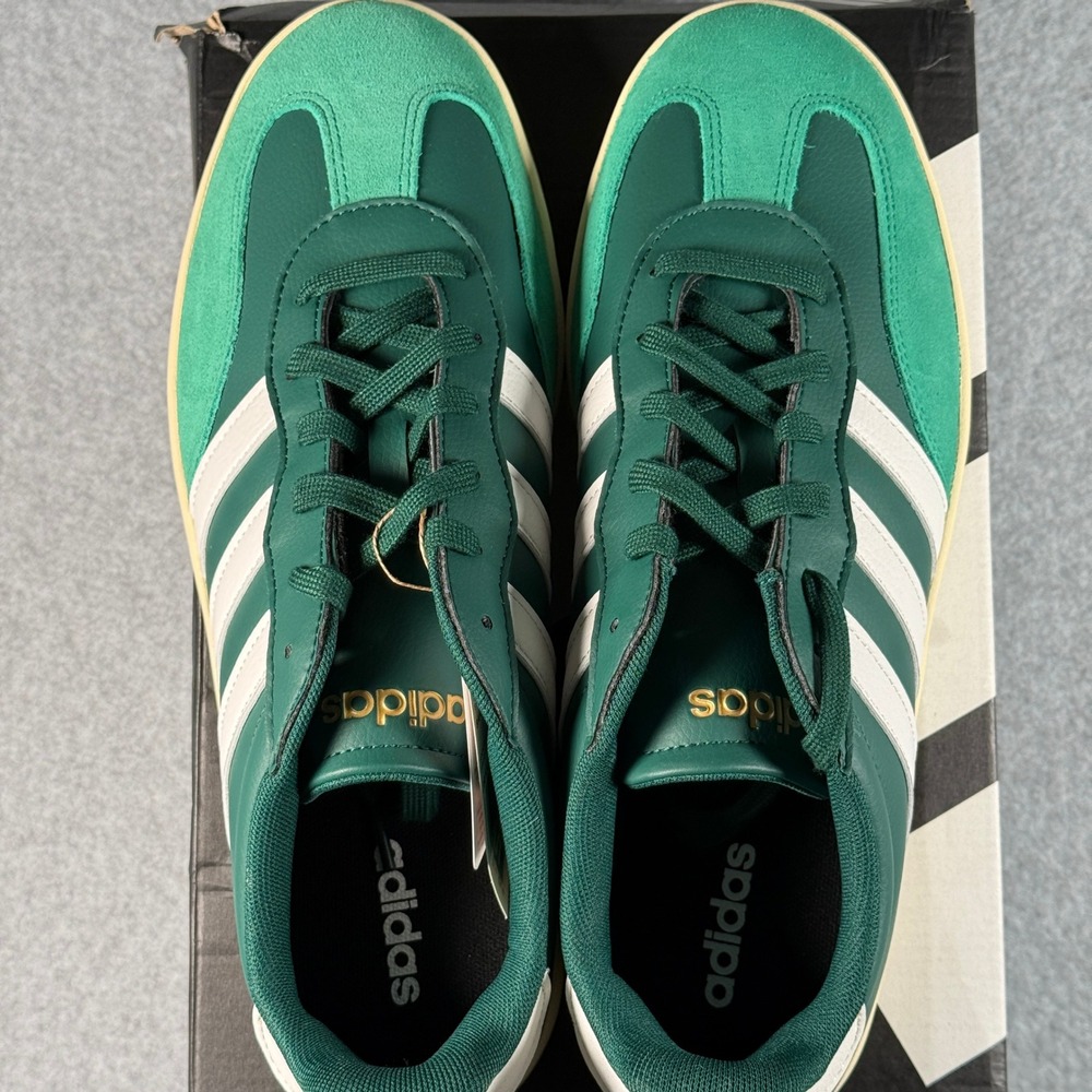 Adidas Barreda Dark Green White Men's 12 Retro Leather Suede Sneakers NIB - Picture 7 of 8